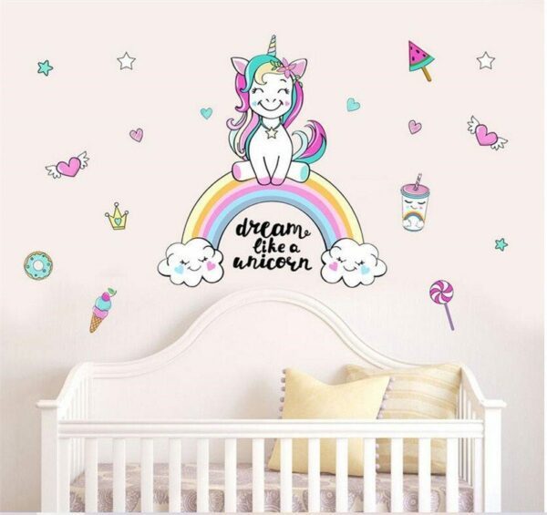 מתוק חלום Unicorn קיר מדבקות לילדים חדרי שינה סלון דקורטיבי ילדי מדבקות קיר מתנה