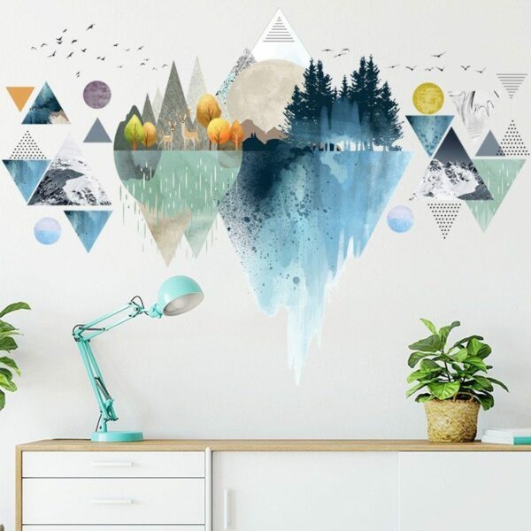 נורדי תוספות סגנון משולש חלומי הרי קיר מדבקות סלון חדר שינה ויניל קיר מדבקות Creative בית תפאורה