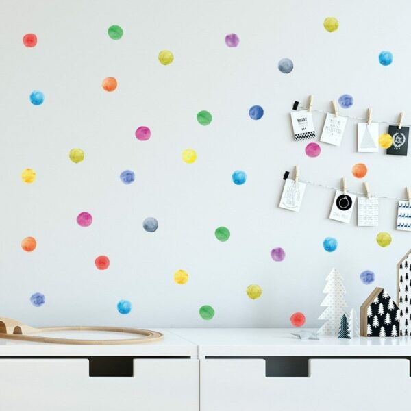 ססגוניות נקודות קיר מדבקת סלון חדר ילדים תינוק חדרי קישוטי קיר משתלת אמנות מדבקות בית דוט מדבקות DIY טפט