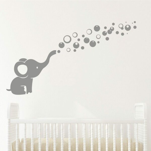 בנות חדר מדבקה חמוד פיל נושבת בועות מדבקות קיר אמנות ויניל וול דקור מדבקה עבור תינוק שינה