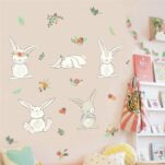 יפה ארנב קיר מדבקות לילדים חדר קישוט חיות מצוירות באני קיר אמנות Diy בית מדבקות פוסטרים ילדי מתנה