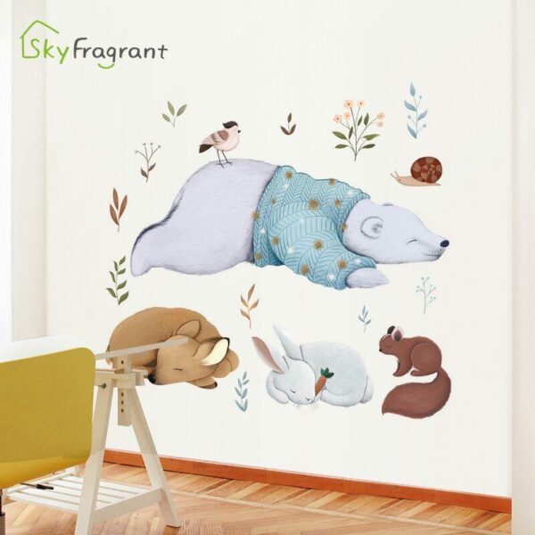 Creative קיר מדבקת ילדי חדר קישוט קריקטורה חמוד חיות מדבקות חדר השינה עצמי דבק מדבקה עבור בית