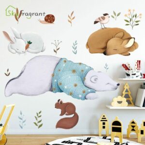 Creative קיר מדבקת ילדי חדר קישוט קריקטורה חמוד חיות מדבקות חדר השינה עצמי דבק מדבקה עבור בית