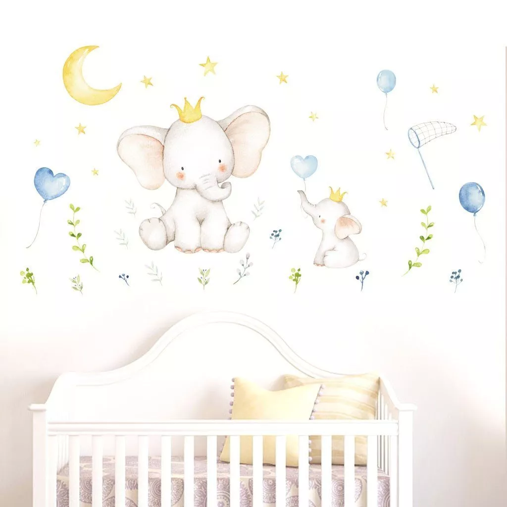 קיר מדבקה לחדר תינוק חמוד בעלי החיים פיל ארנב ויניל קיר לילדים משתלת בנות חדר קיר קישוט # r35